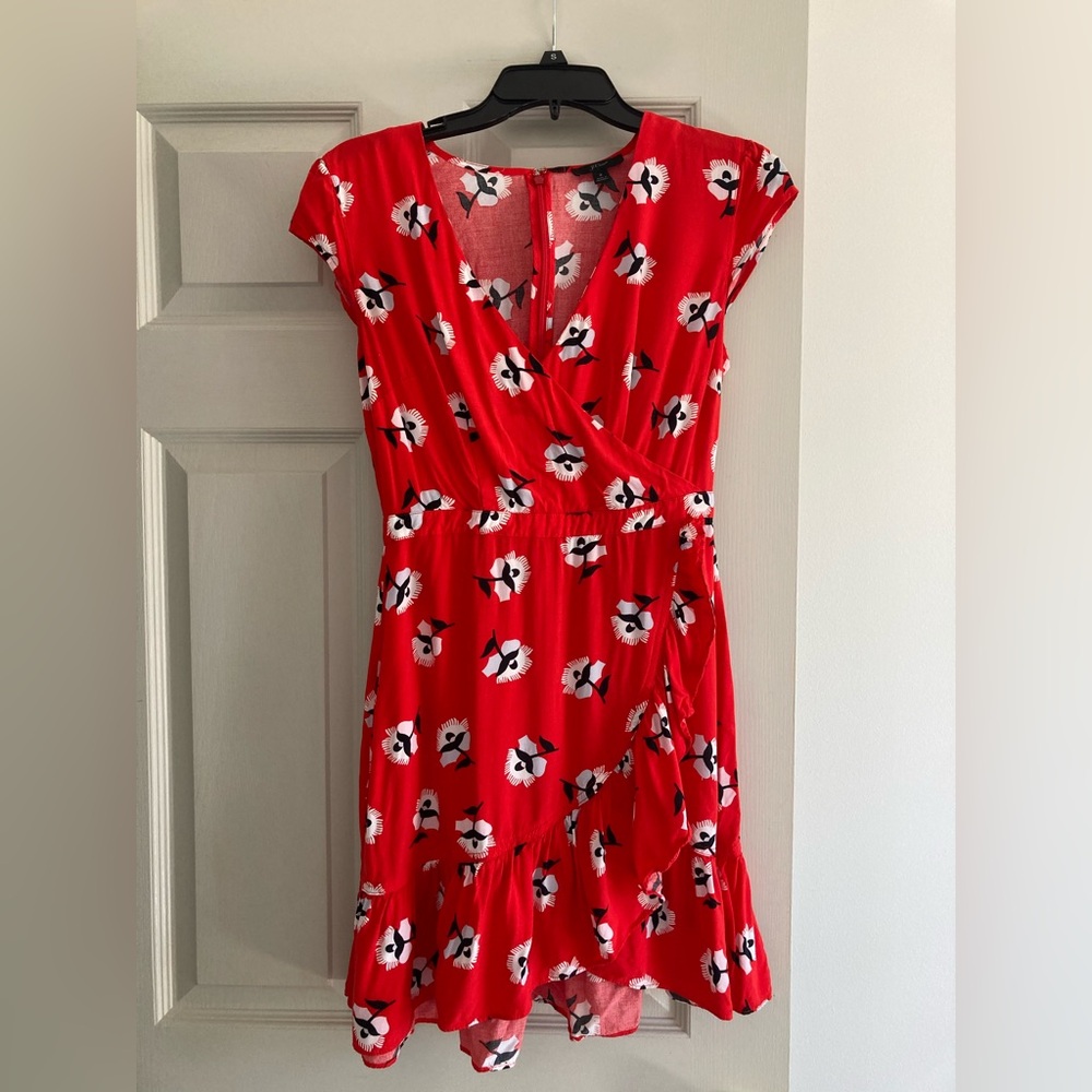 Red floral patterned dress from J. Crew